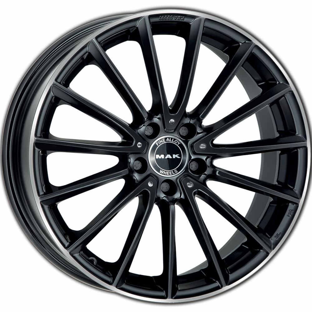 Cerchi in lega MAK modello KOMET finitura GLOSS BLACK MIRROR RING dimensione 8x18
