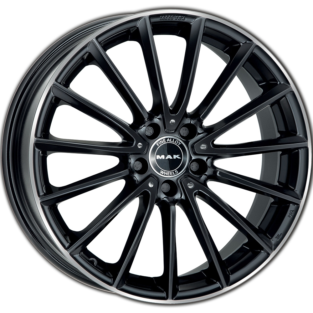 Cerchi in lega MAK modello KOMET finitura GLOSS BLACK MIRROR RING dimensione 9x19