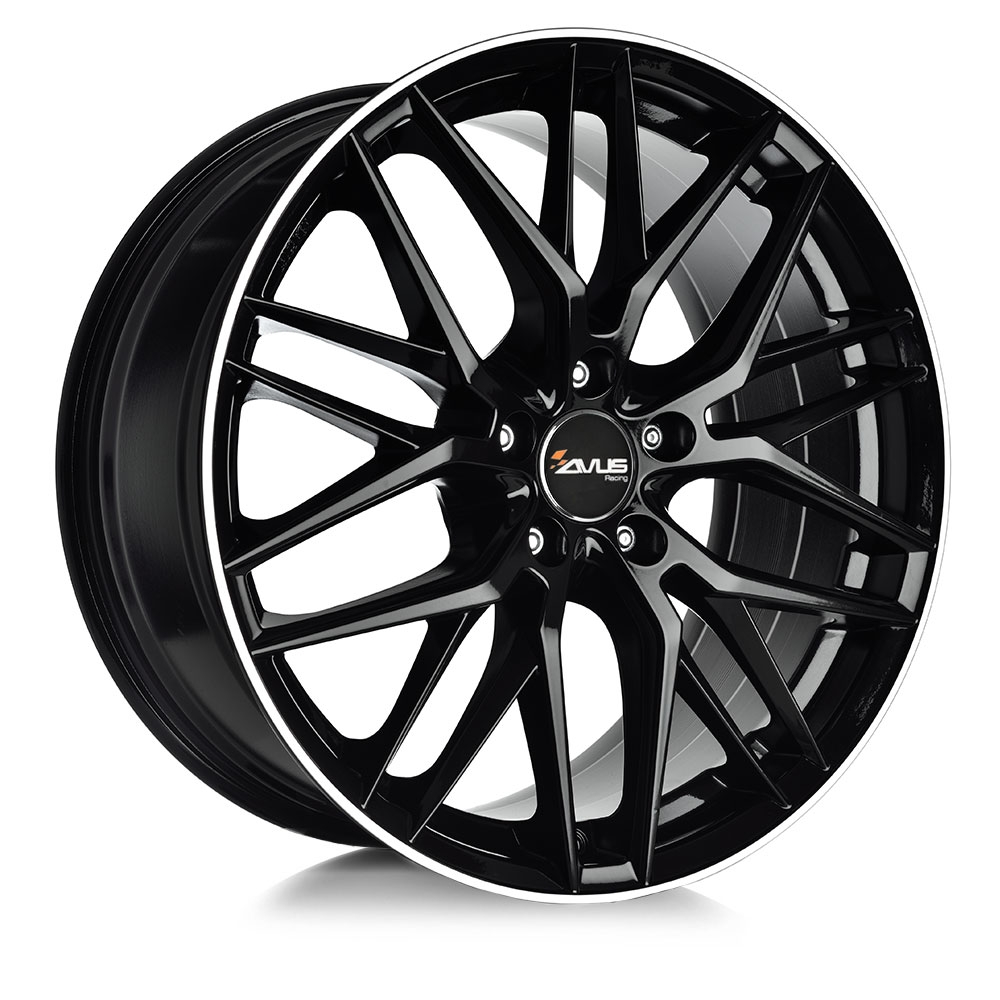 Cerchi in lega AVUS modello AF19 finitura BLACK POLISHED LIP dimensione 8,5x19