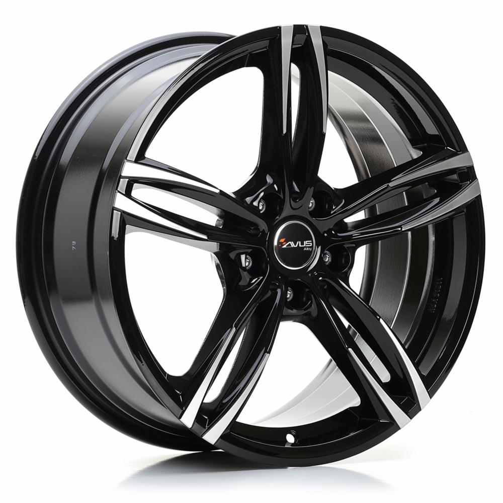 Cerchi in lega AVUS modello AF15 finitura BLACK POLISHED dimensione 7,5x17
