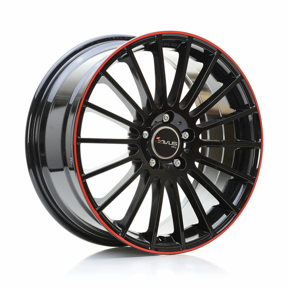 Cerchi in lega AVUS modello AC-M03 finitura BLACK RED LINE dimensione 8x19