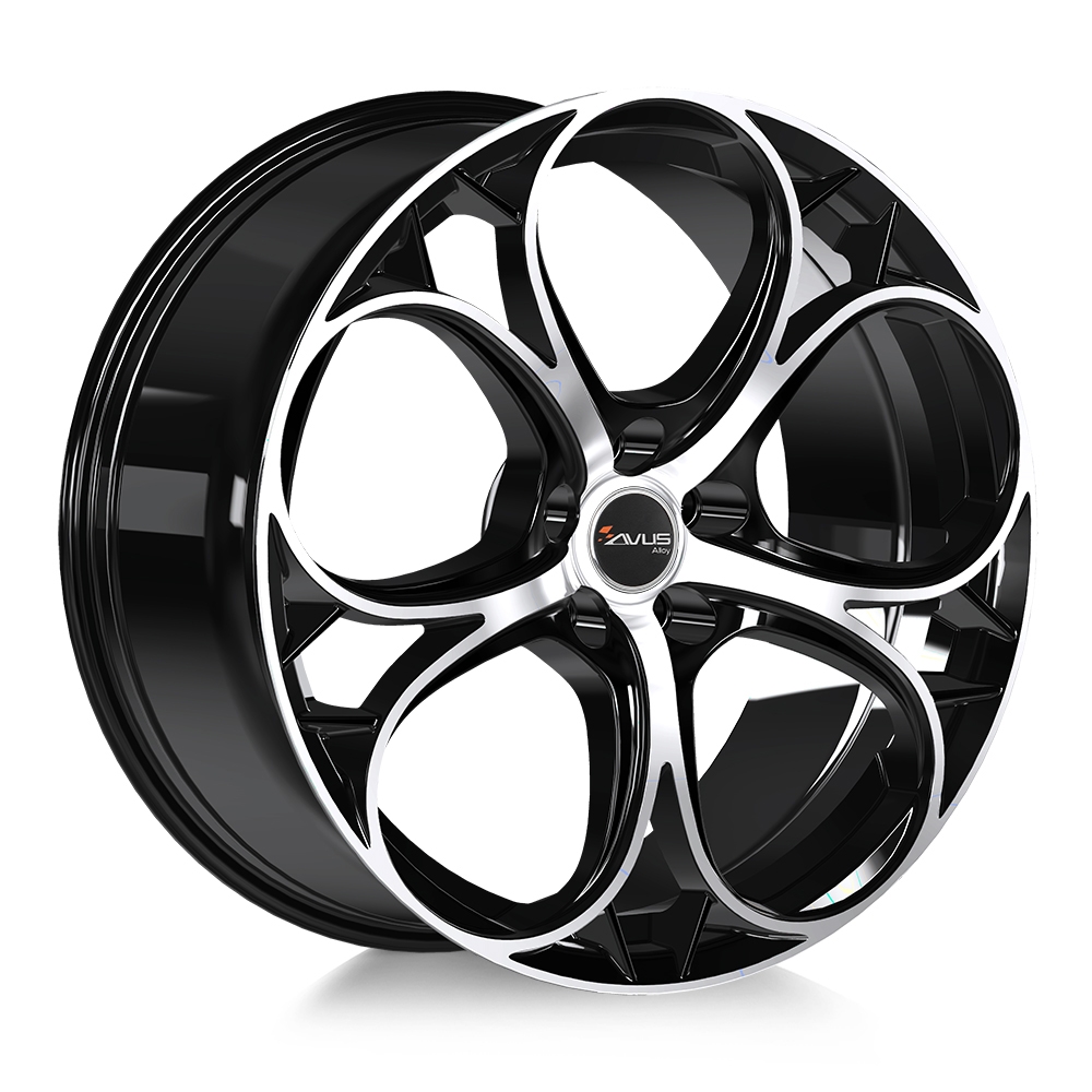 Cerchi in lega AVUS modello AC-520 finitura BLACK POLISHED dimensione 8,5x20