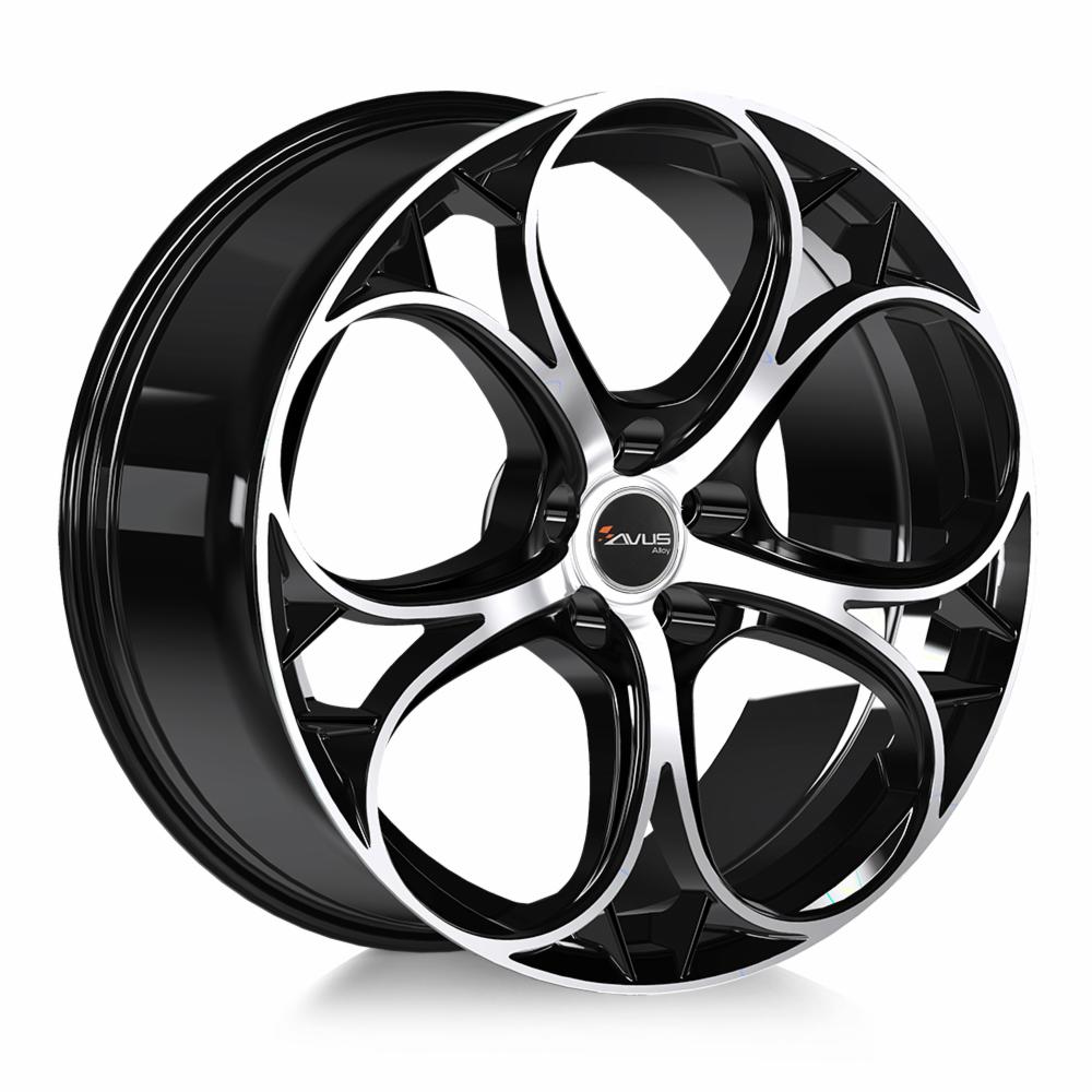 Cerchi in lega AVUS modello AC-520 finitura BLACK POLISHED dimensione 8x19