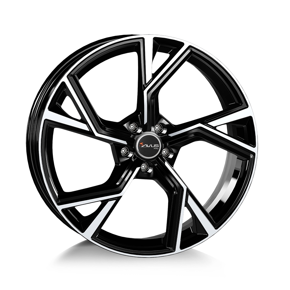 Cerchi in lega AVUS modello AF20 finitura BLACK POLISHED dimensione 8x18
