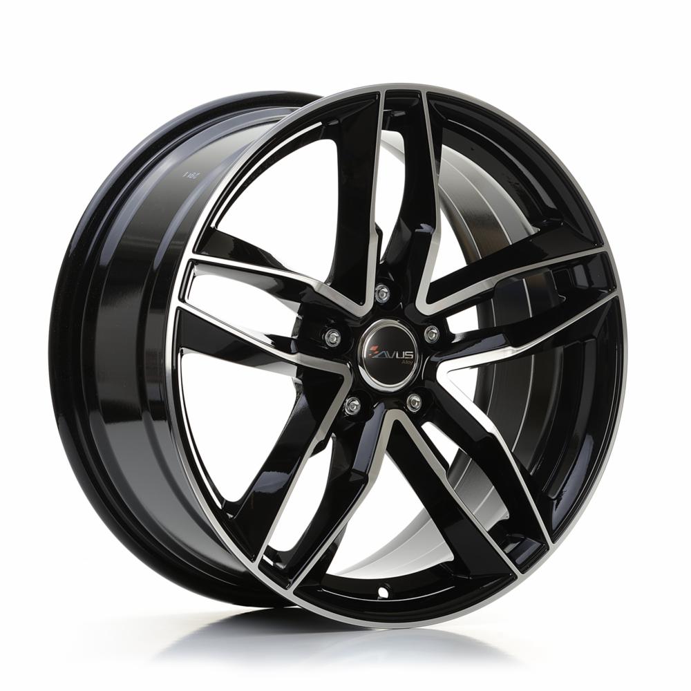 Cerchi in lega AVUS modello AF16 finitura BLACK POLISHED dimensione 8x18