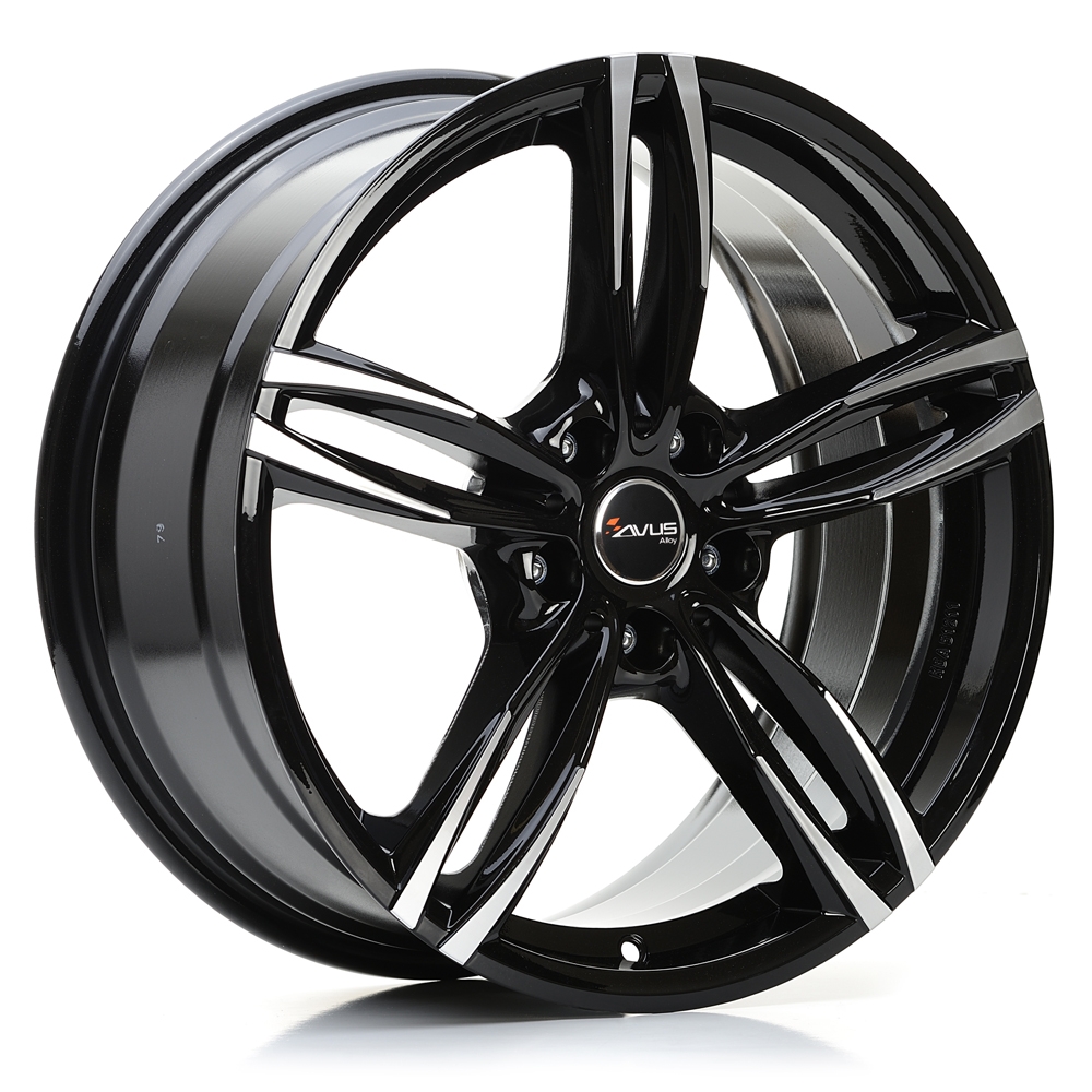 Cerchi in lega AVUS modello AF15 finitura BLACK POLISHED dimensione 8x18