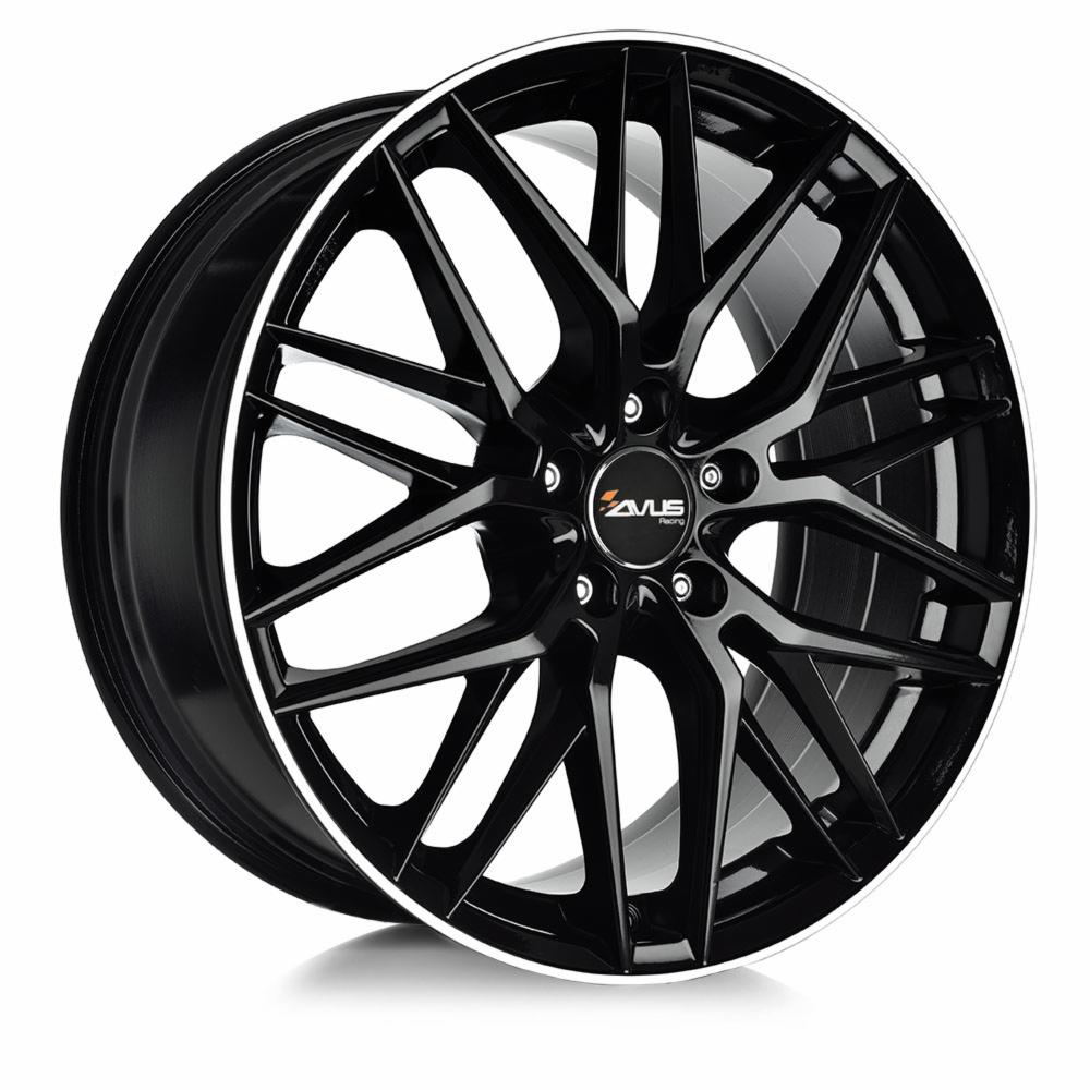 Cerchi in lega AVUS modello AF19 finitura BLACK POLISHED LIP dimensione 8x18