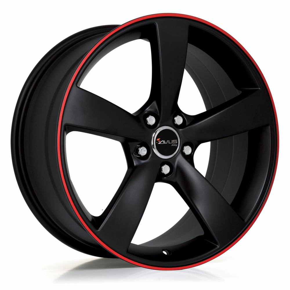 Cerchi in lega AVUS modello AF10 finitura MATT BLACK RED LINE dimensione 9x20