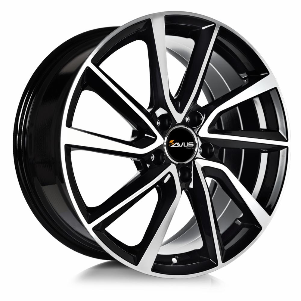 Cerchi in lega AVUS modello AC-518 finitura BLACK POLISHED dimensione 7,5x17