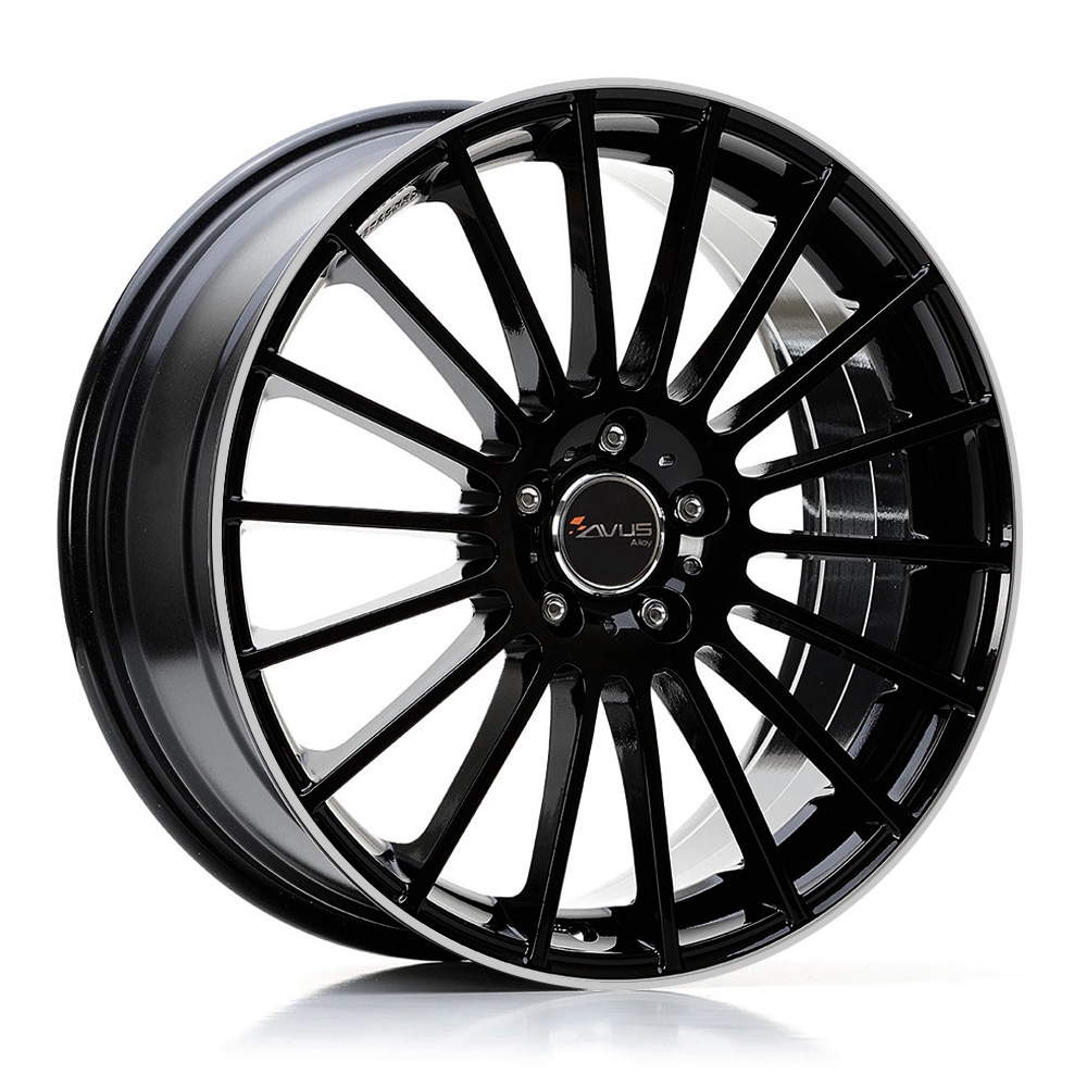 Cerchi in lega AVUS modello AC-M03 finitura BLACK POLISHED LIP dimensione 8x18