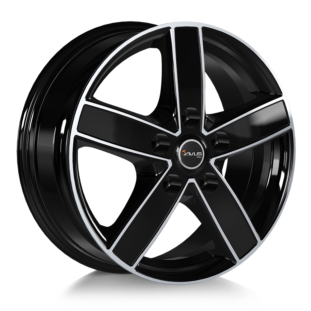 Cerchi in lega AVUS modello AC-V51 finitura BLACK POLISHED dimensione 6,5x16