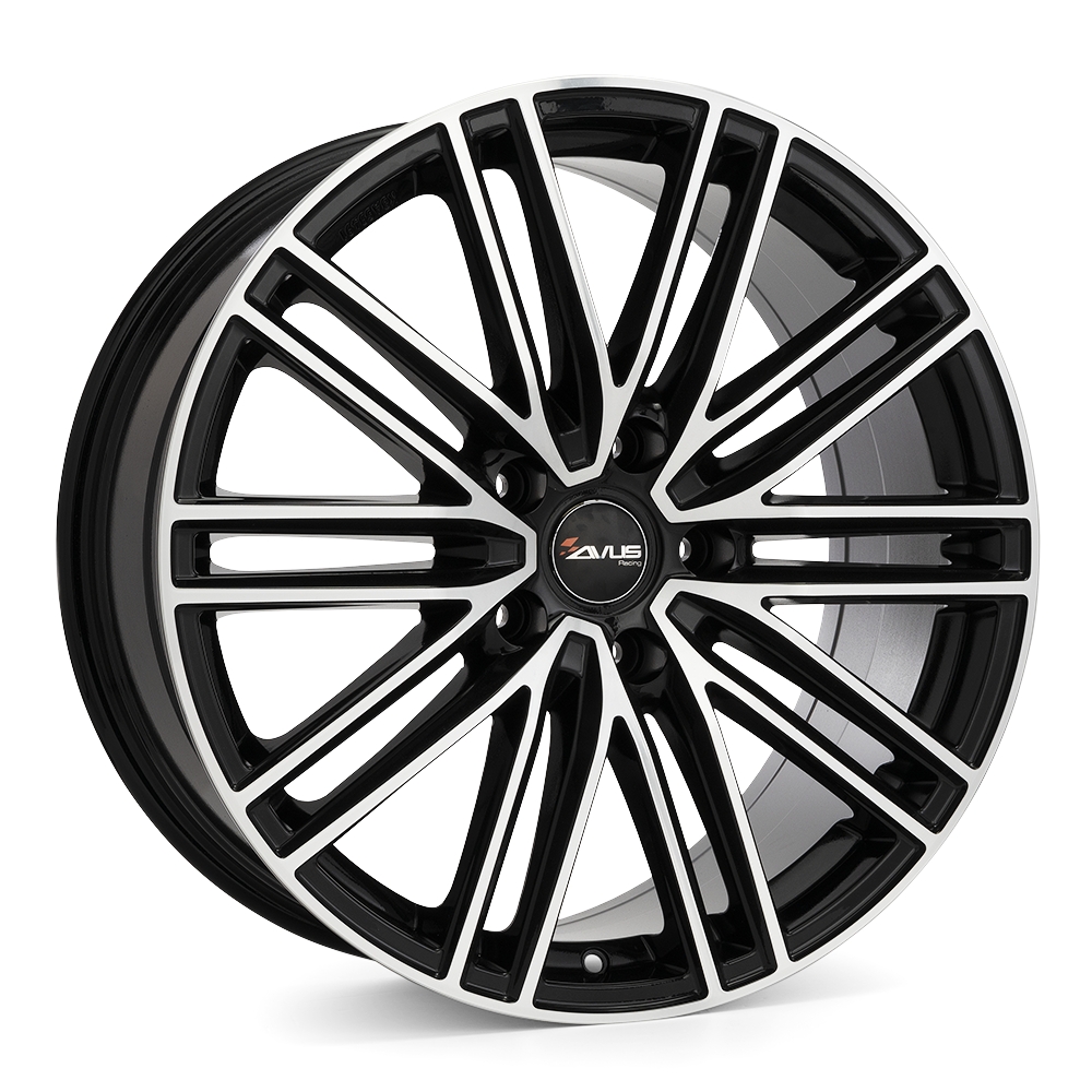 Cerchi in lega AVUS modello AC-M08 finitura BLACK POLISHED dimensione 9,5x21