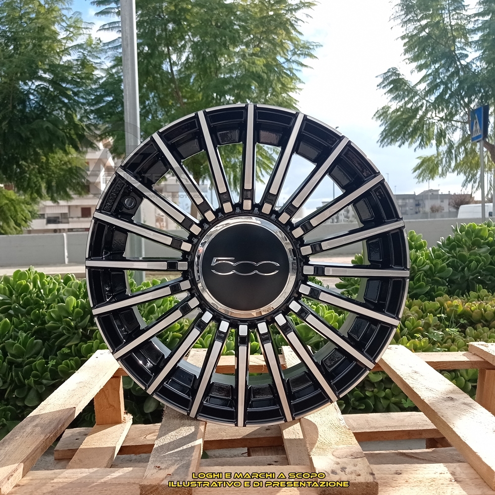 Cerchi in lega ELITEWHEELS modello CINQUE finitura NERO LUCIDO DIAMANTATO dimensioni 6x15