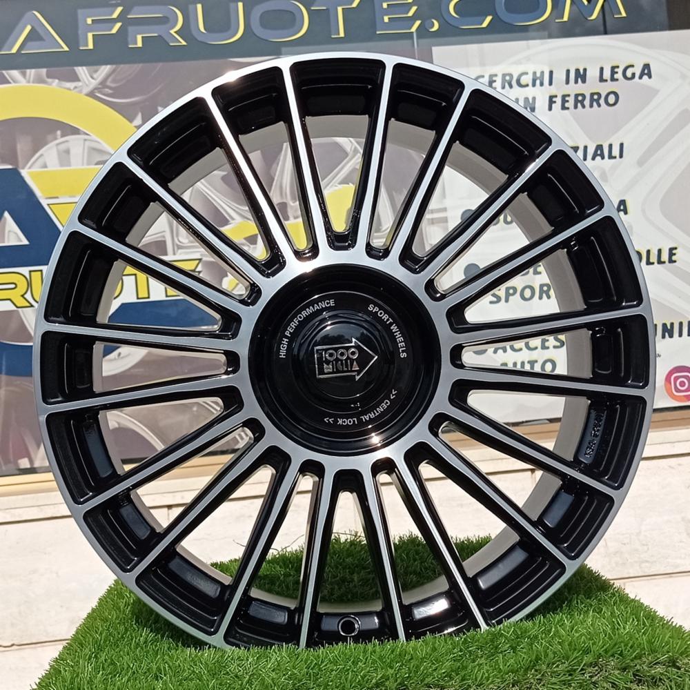 Cerchi in lega MILLEMIGLIA modello MM1022 finitura NERO LUCIDO DIAMANTATO dimensioni 8x18