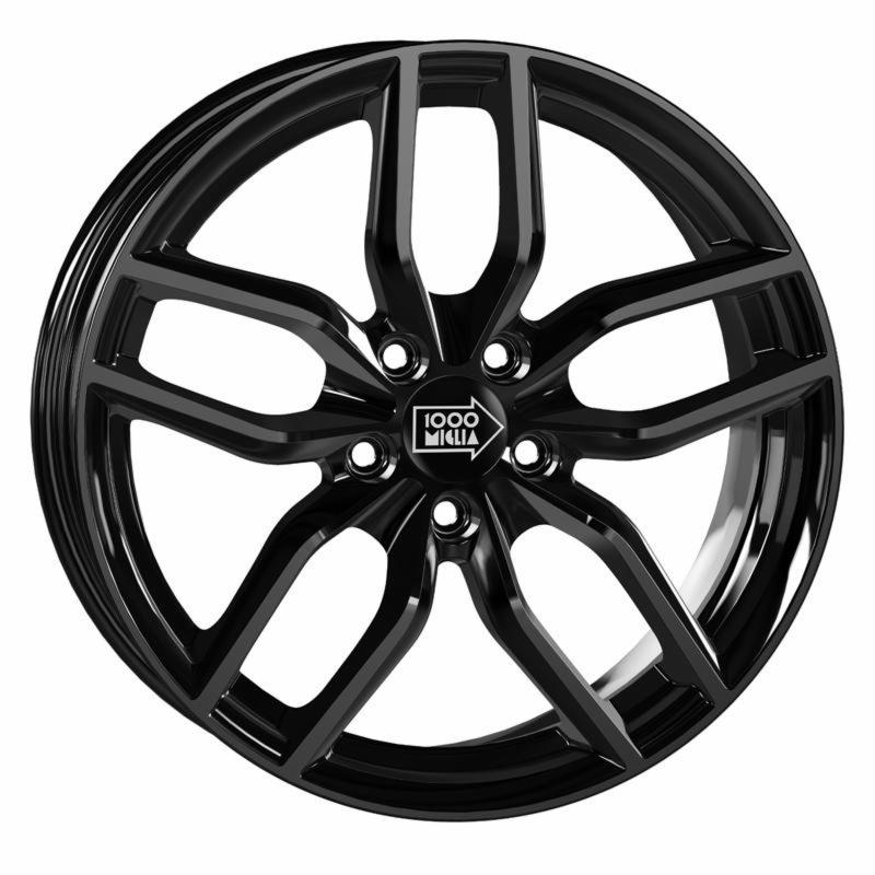 Cerchi in lega MILLEMIGLIA modello MM039 finitura NERO LUCIDO dimensioni 8x18