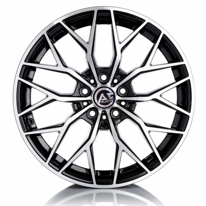 Cerchi in lega ELITEWHEELS modello VIPERX finitura NERO LUCIDO DIAMANTATO dimensione 8x18