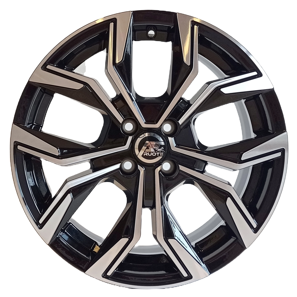 Cerchi in lega ELITEWHEELS modello VIGOR finitura NERO LUCIDO DIAMANTATO dimensione 6x15