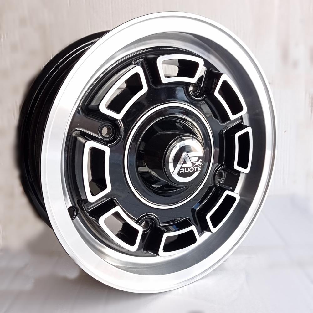 Cerchi in lega FTM modello LAMBO finitura NERO LUCIDO DIAMANTATO dimensioni 4,5x12